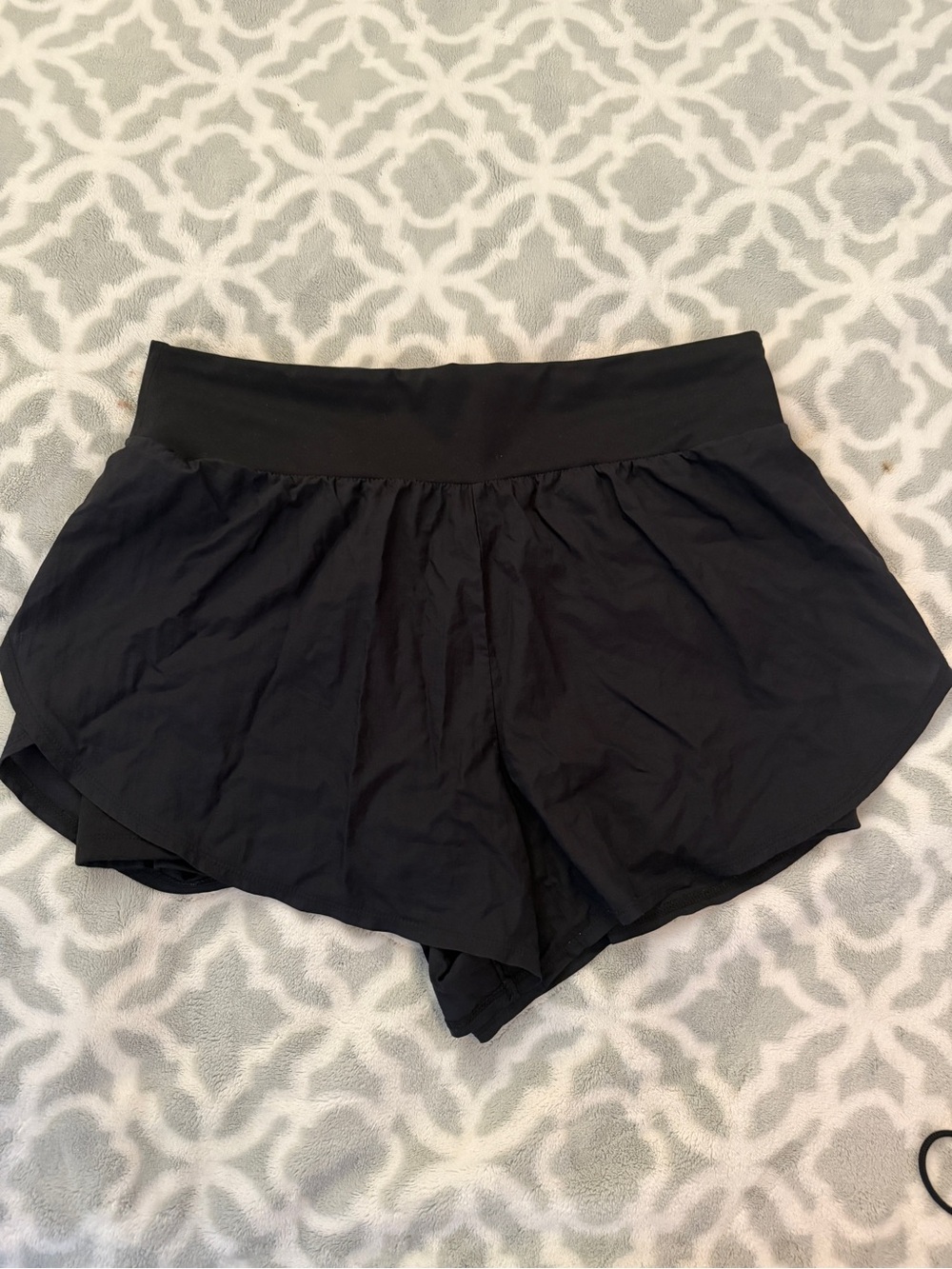 Black Women's Lightweight Athletic Shorts Large High Waisted